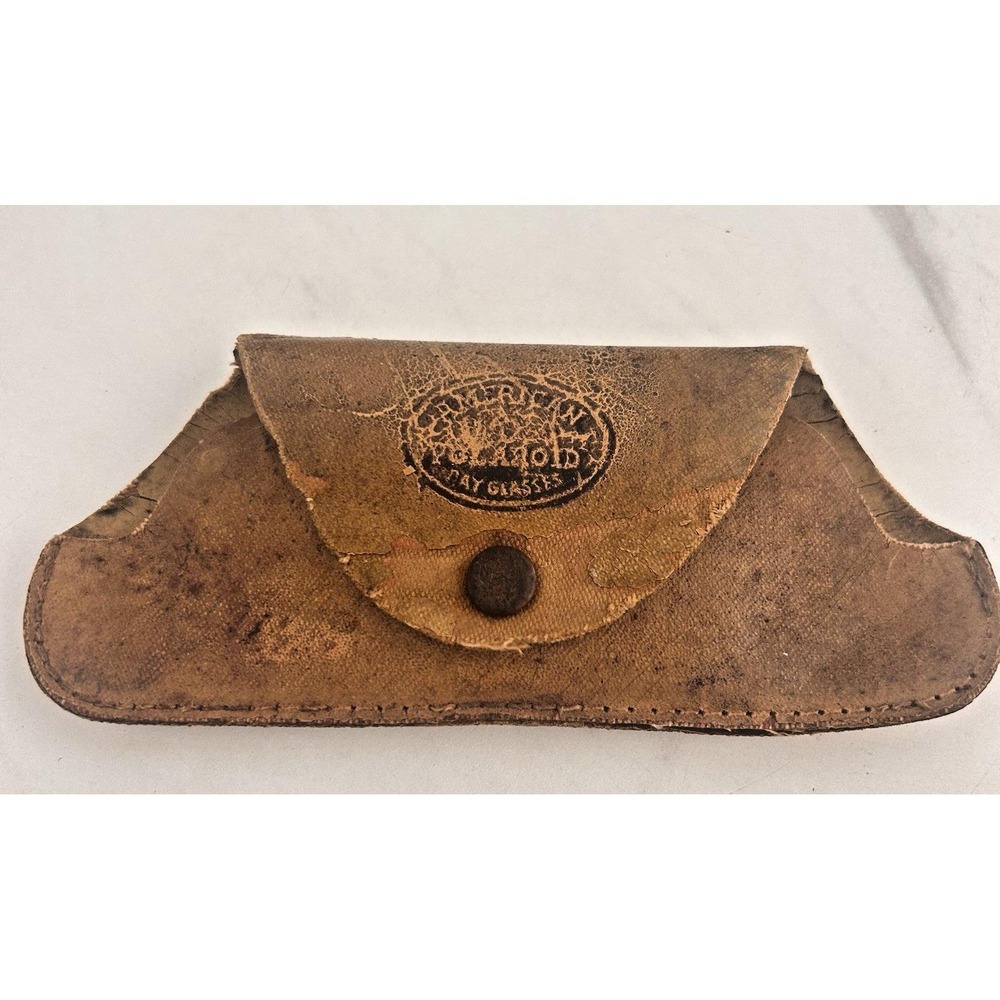 Vintage American Polaroid Optical‎ Day Glasses Case Leather Snap 1930s 1940s